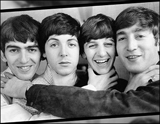 The Beatles cut up for the camera in 1964. Left to right: George Harrison, Paul McCartney, Ringo Starr and John Lennon.