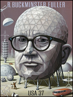 Buckminster Fuller, as a geodesic dome.