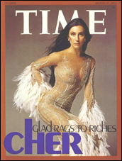 Cher on the cover of Time magazine, circa 1975.