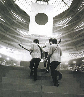 The Beatles go on stage at The Budokan Hall in Toyko, Japan on July 1, 1966.