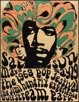 Psychedelic poster of rocker Jimi Hendrix.