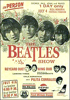 A garish poster from The Beatles concert in Manila, Philippines, on July 4, 1966.